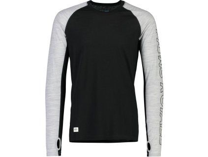 triko merino MONS ROYALE TEMPLE TECH LS black / grey marl